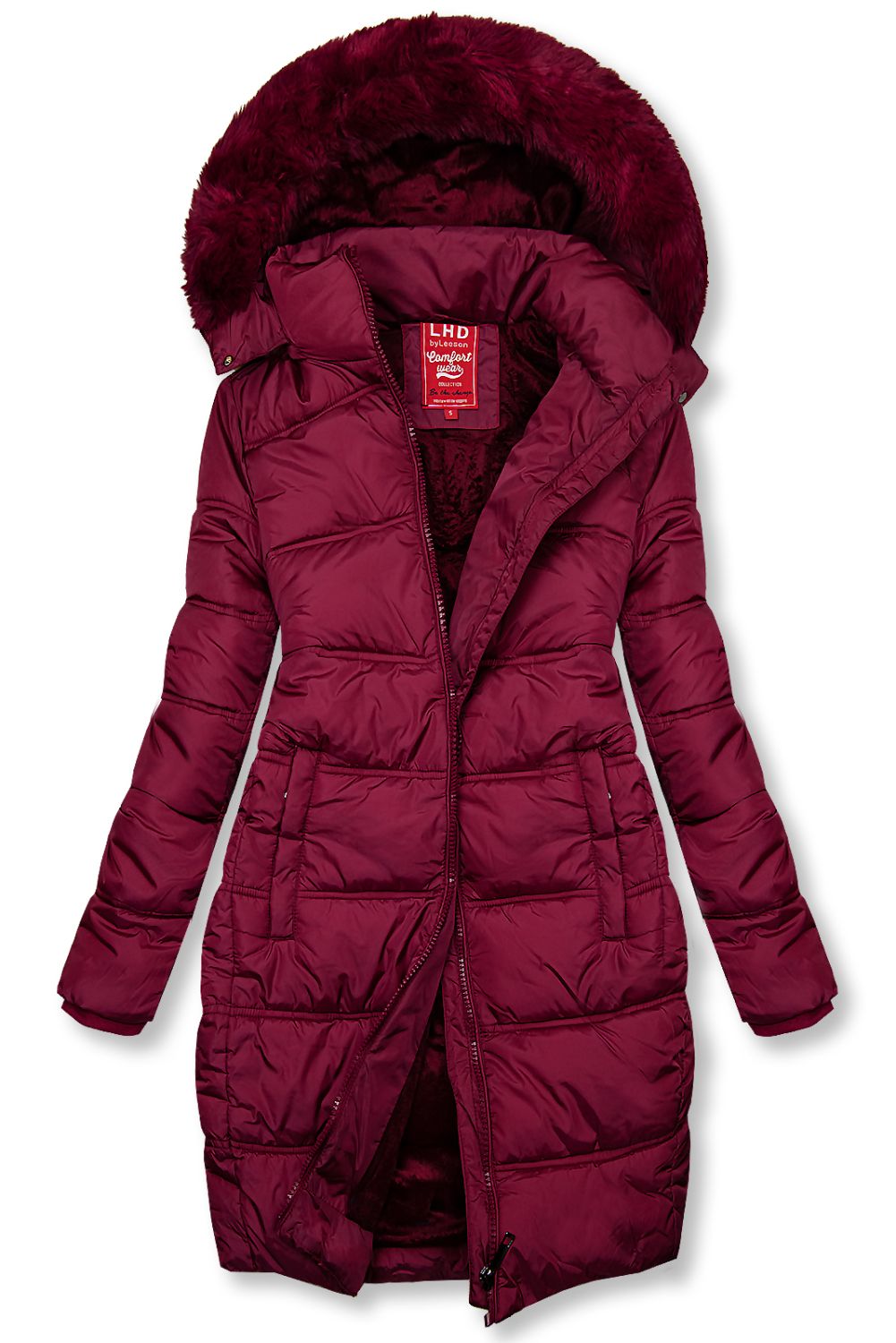 Gefüttert Winterjacke in Burgundy