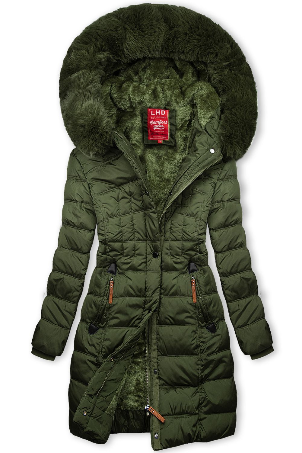 Wintermantel mit Teddy-Futter Khaki