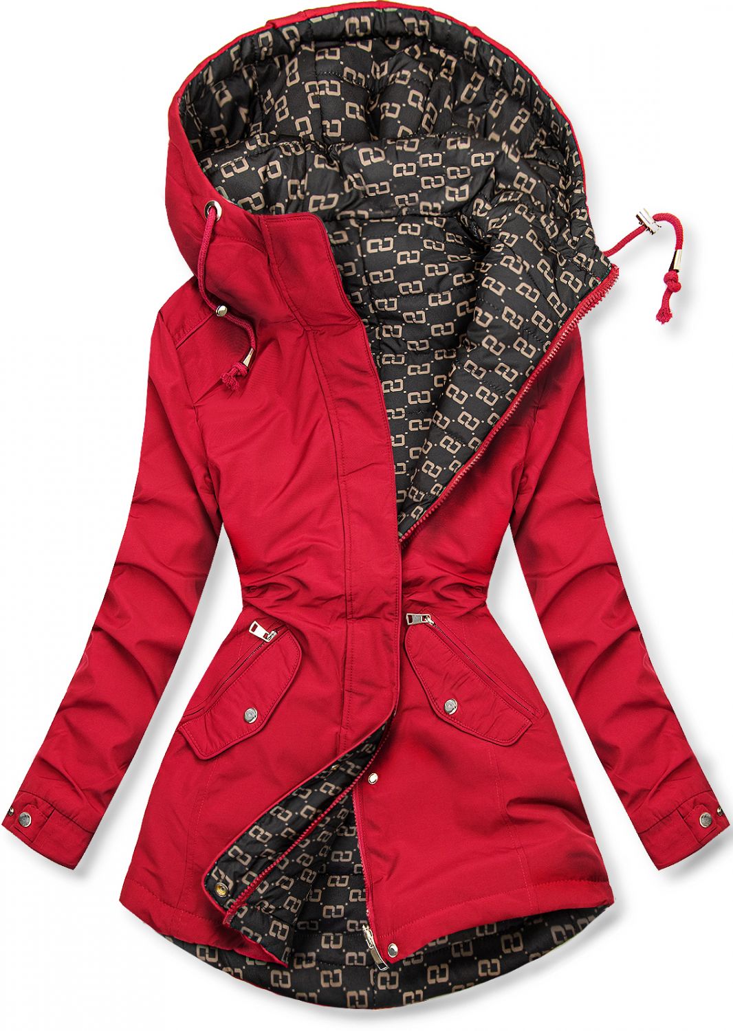 Frühlings-Wendeparka rot/schwarz