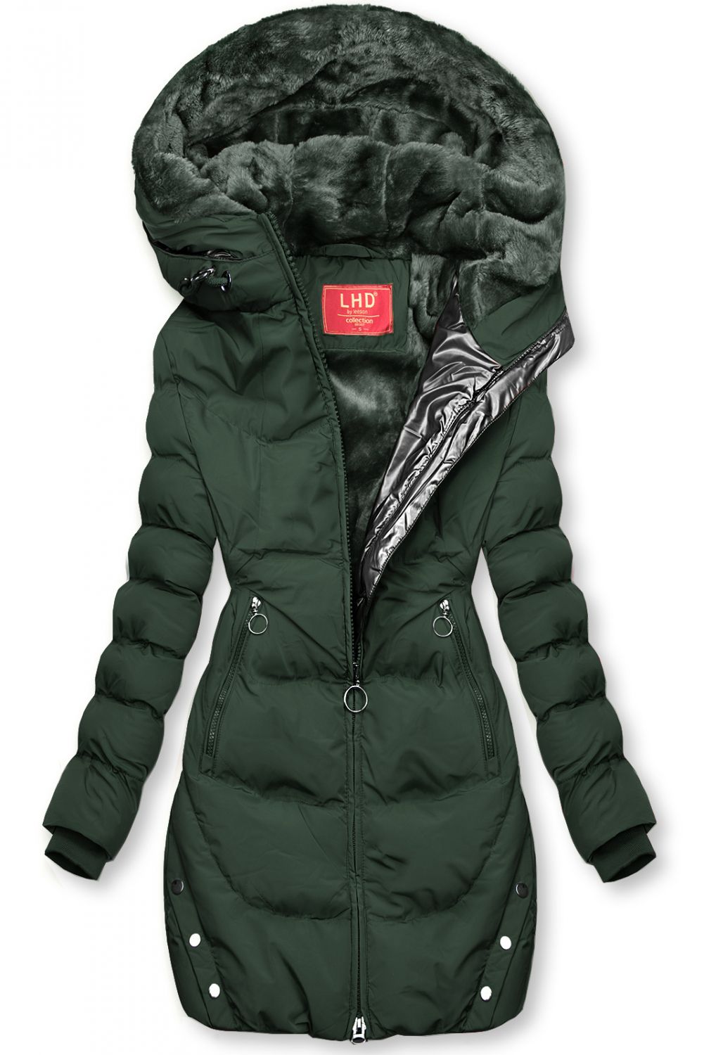 Steppmantel mit Kapuze von LHD grün