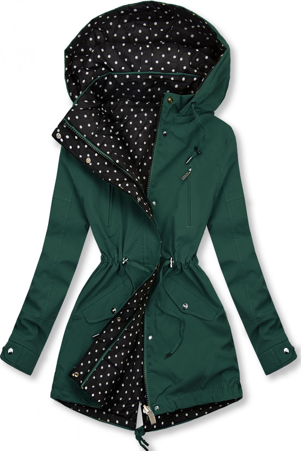 Parkajacke mit Punkten grün