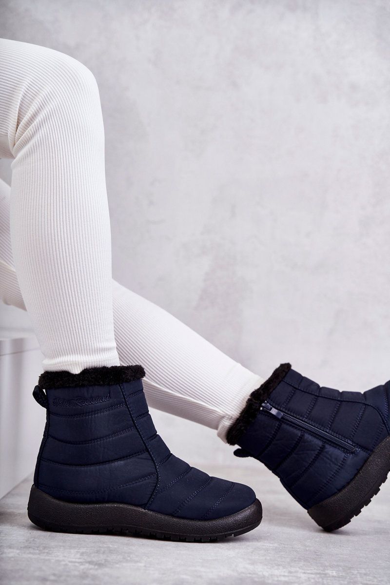 Gefütterte Snowboots mit Plateau, blau