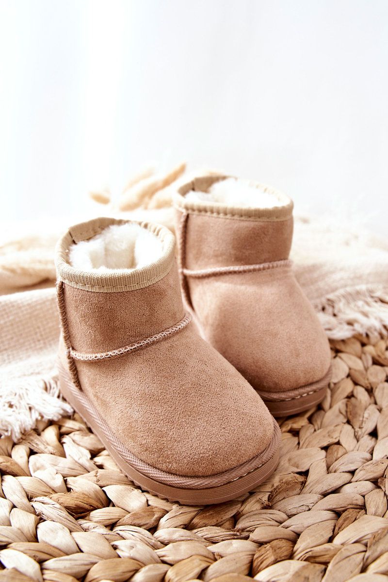 Beige gefütterte Schneestiefel aus Wildlederimitat