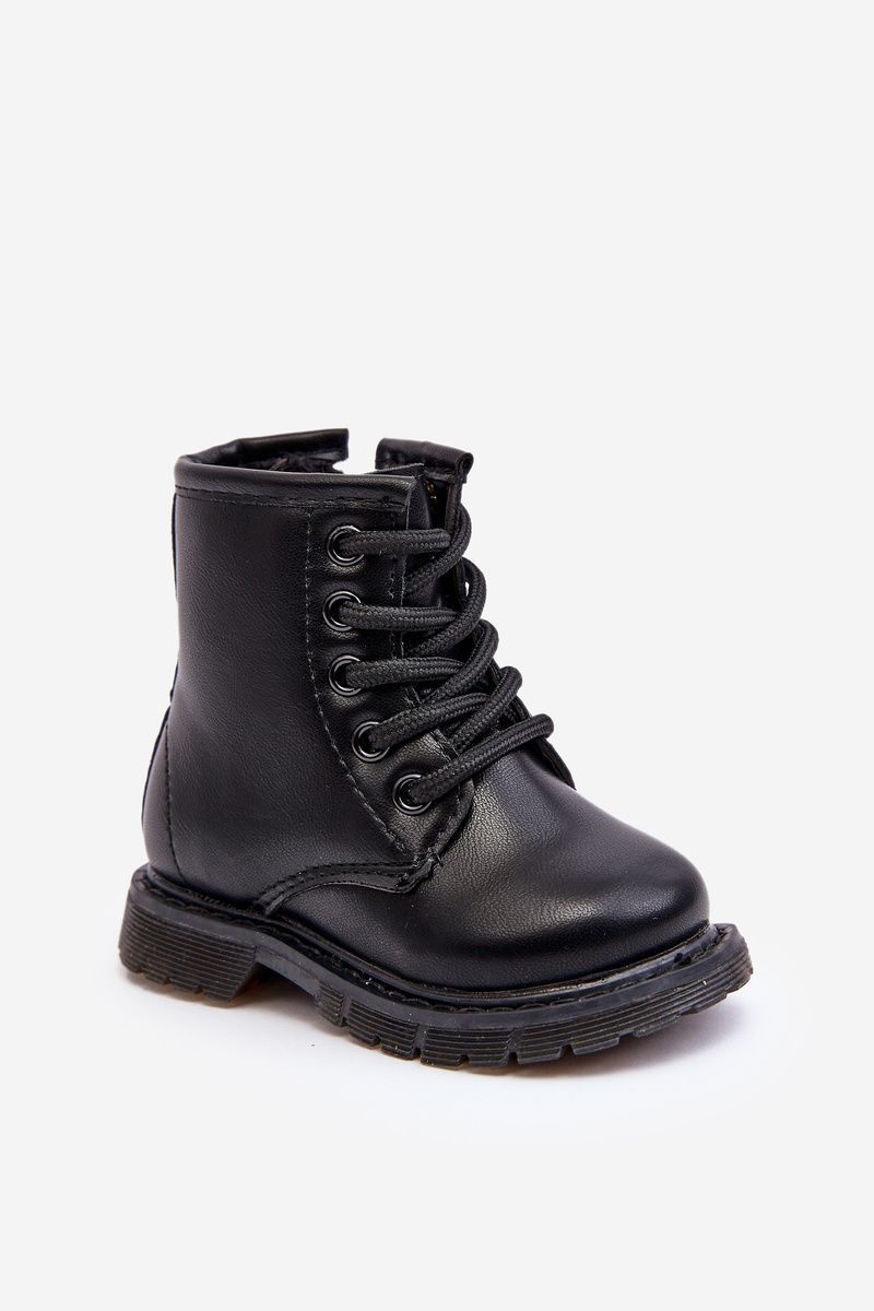 Schwarze Stiefelette aus Kunstleder mit Reißverschluss