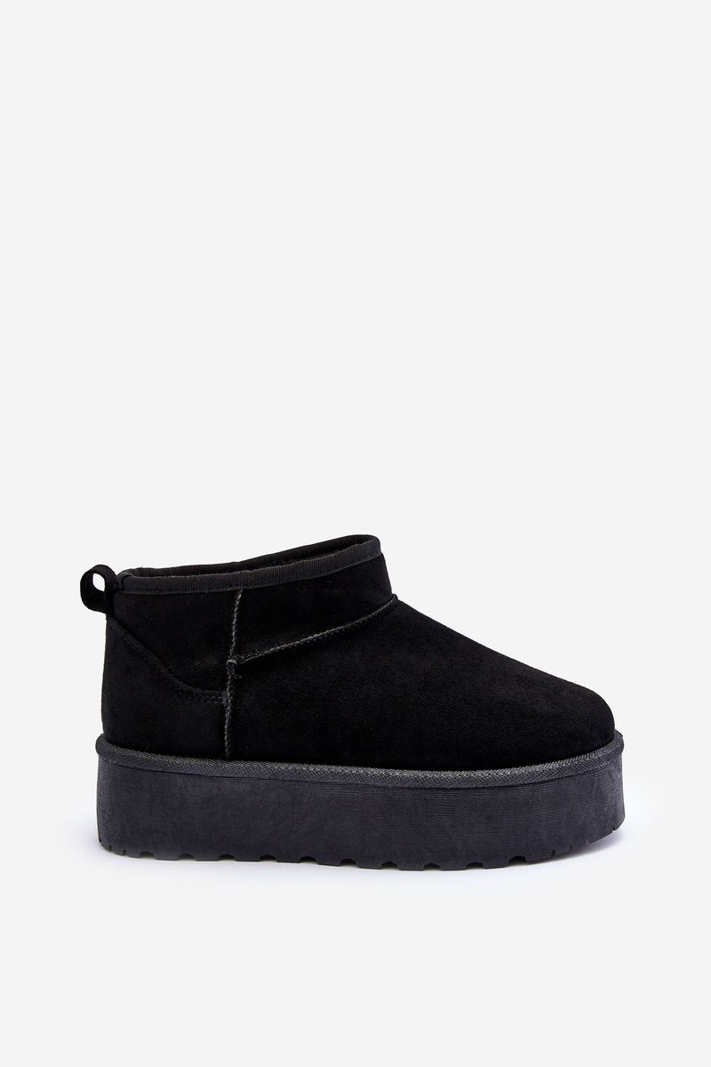 Schwarze Schneestiefel aus Veloursleder mit Plateau