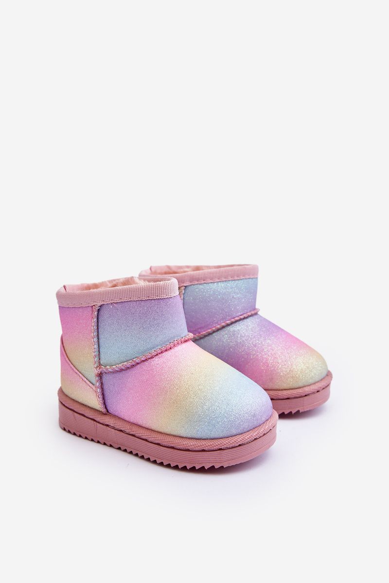 Gefütterte bunte Schneestiefel mit Fell