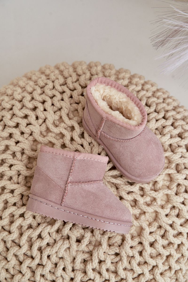 Gefütterte rosa Schneestiefel aus Wildlederimitat