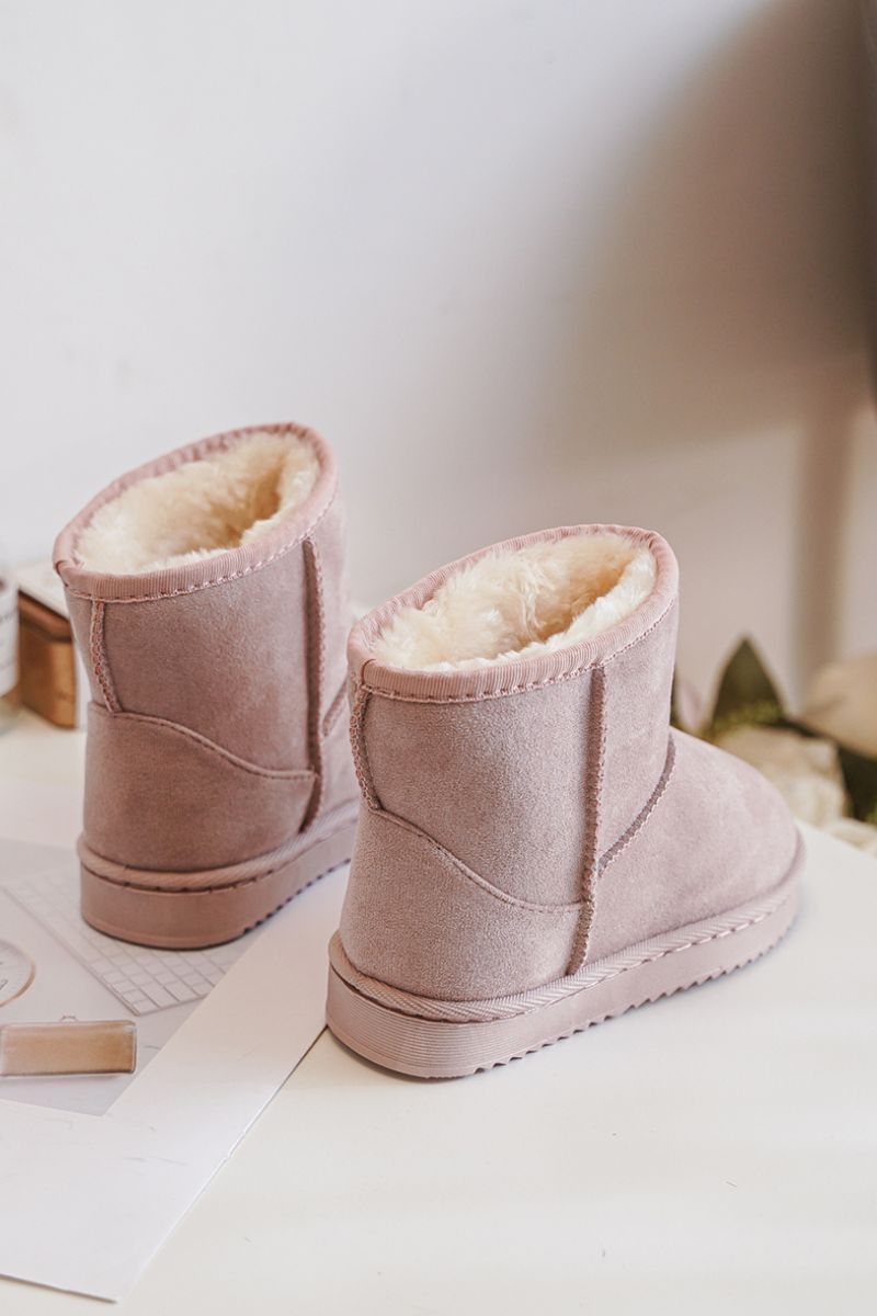Gefütterte rosa Schneestiefel aus Wildlederimitat