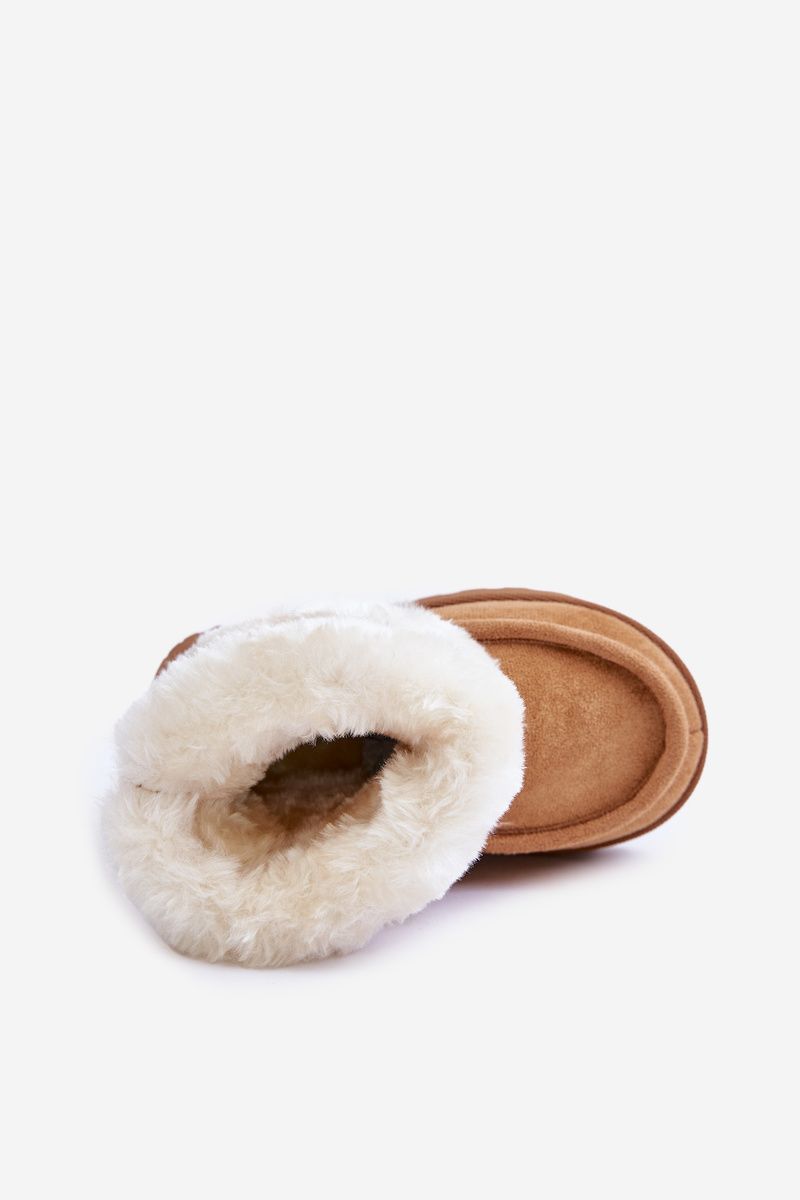 Winterstiefelette mit Fellbesatz und Muster, braun