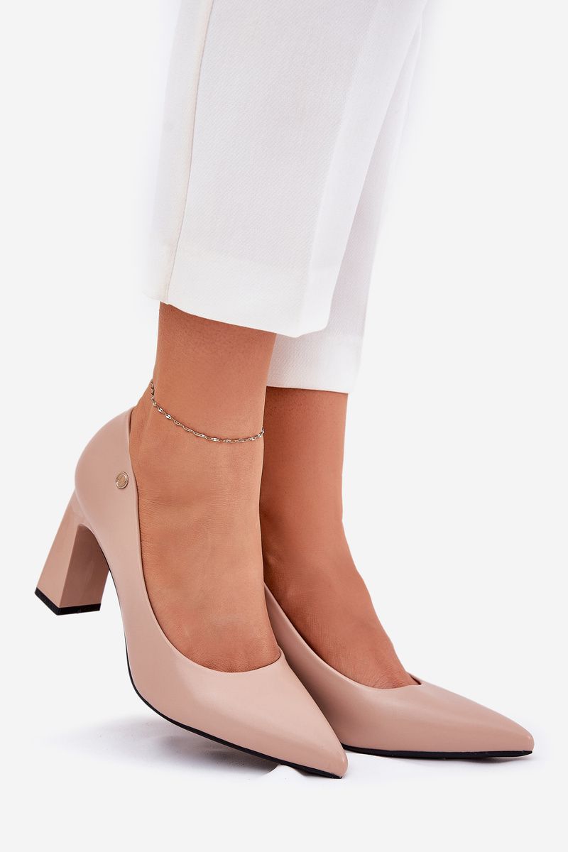 Elegante Pumps mit Blockabsatz, beige
