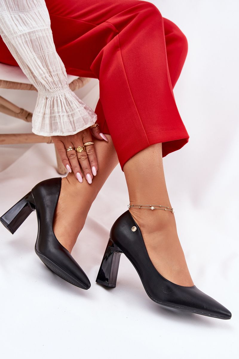 Elegante Pumps mit Blockabsatz, schwarz
