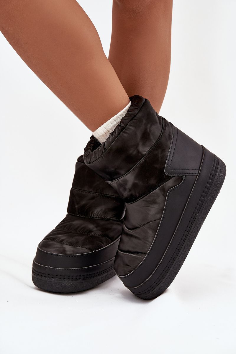 Schwarze Snowboots aus Kunstleder und Synthetik