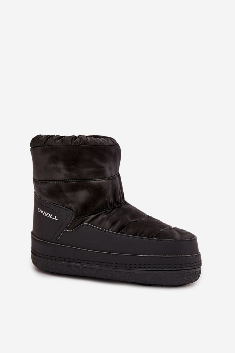 Schwarze Snowboots aus Kunstleder und Synthetik