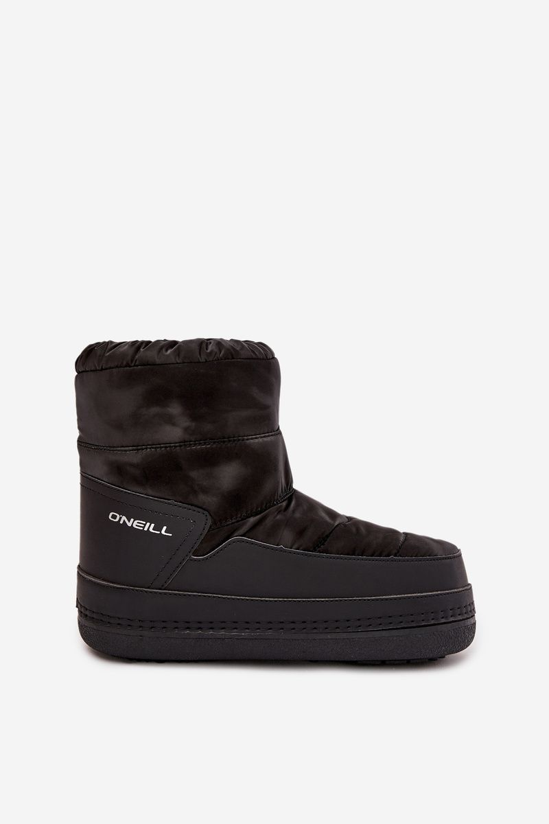 Schwarze Snowboots aus Kunstleder und Synthetik