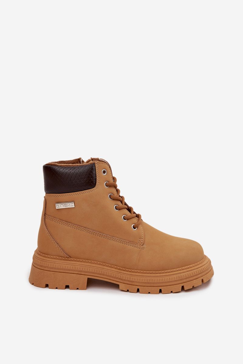 Gefütterte Camel-Stiefelette mit Reißverschluss