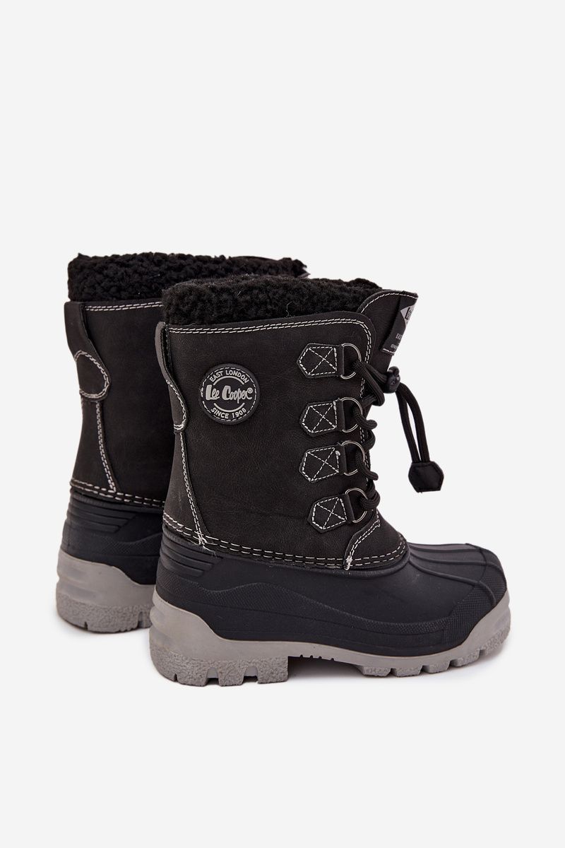Schwarze Winterstiefel aus Kunstleder mit Fellfutter