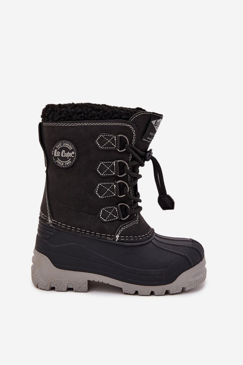 Schwarze Winterstiefel aus Kunstleder mit Fellfutter
