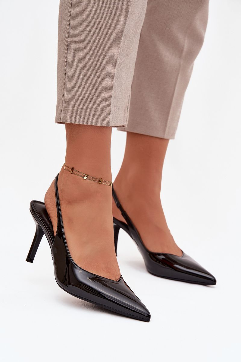 Lackierte Pumps mit Stilettoabsatz schwarz