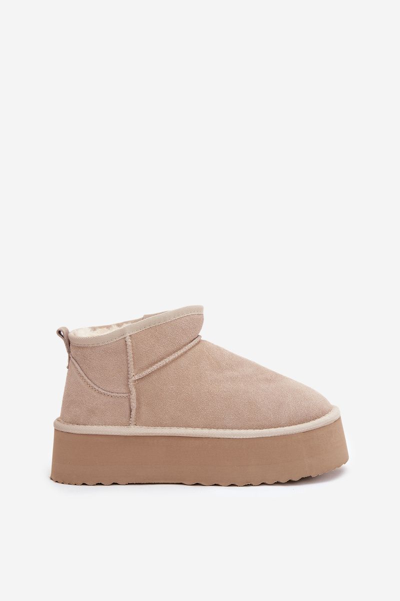 Snowboots aus echtem Veloursleder beige