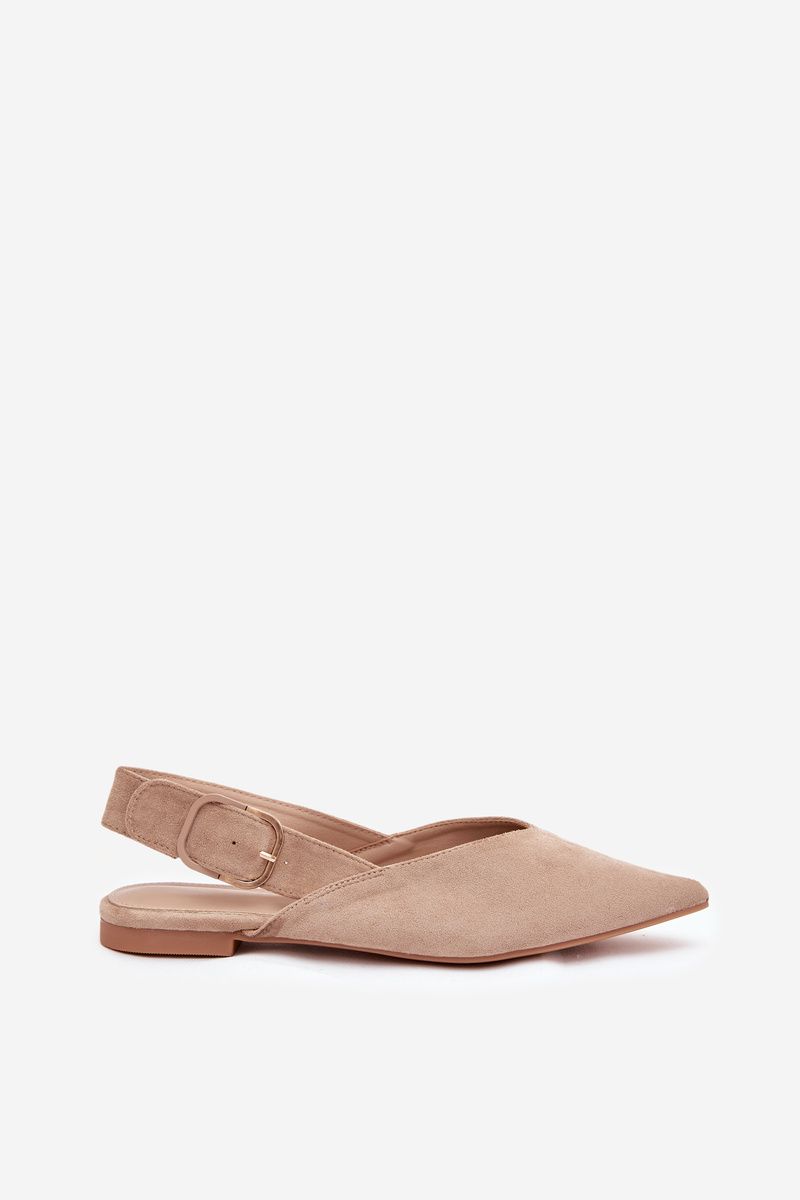 Beige Ballerinas mit Schnalle aus Wildlederimitat