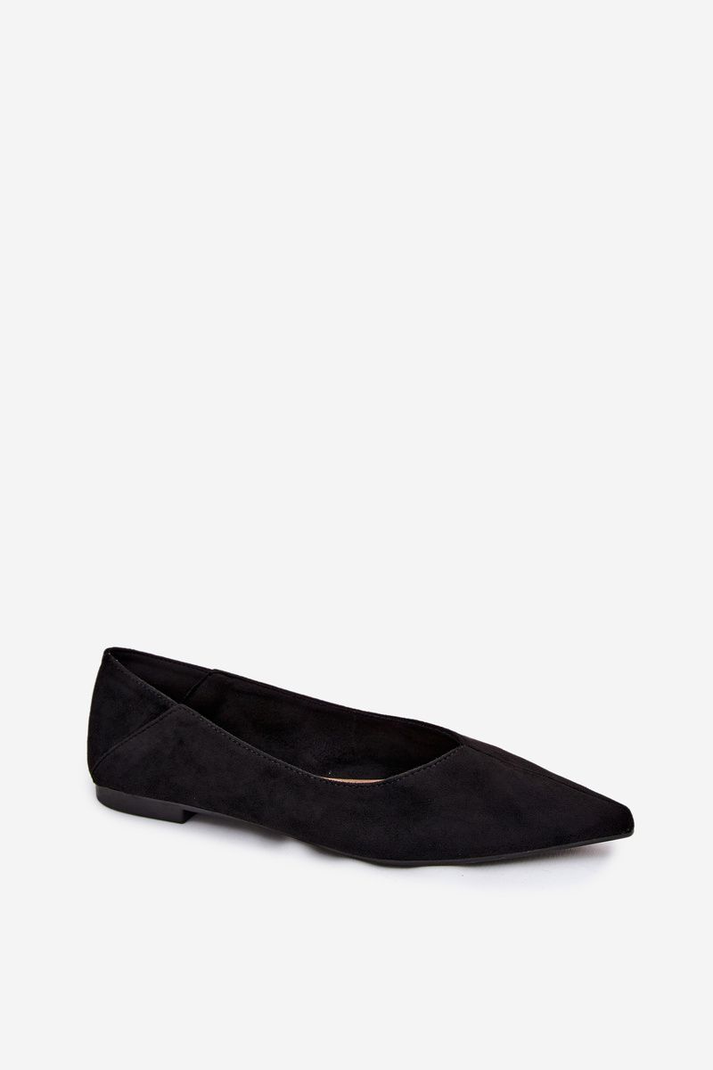 Schwarze Ballerina mit spitzer Kappe aus Veloursleder