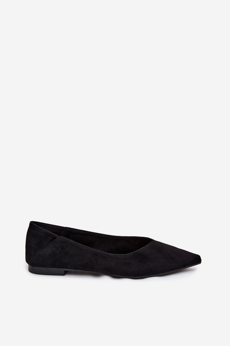 Schwarze Ballerina mit spitzer Kappe aus Veloursleder