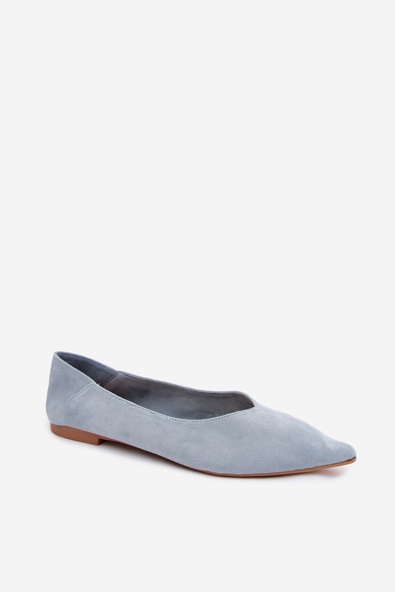 Ballerina mit spitzer Kappe aus Wildlederimitat in Blau