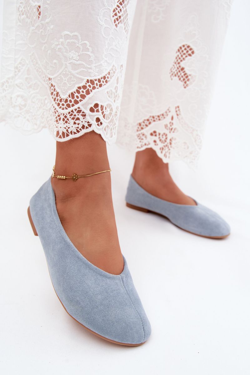 Ballerinas aus Velourslederimitat blau