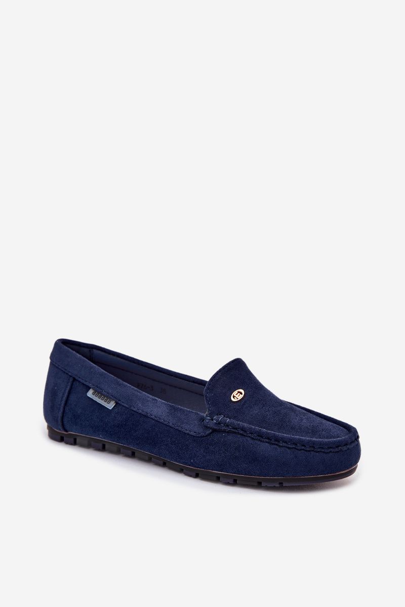 Mokassins aus blauem Eco-Wildleder, flach