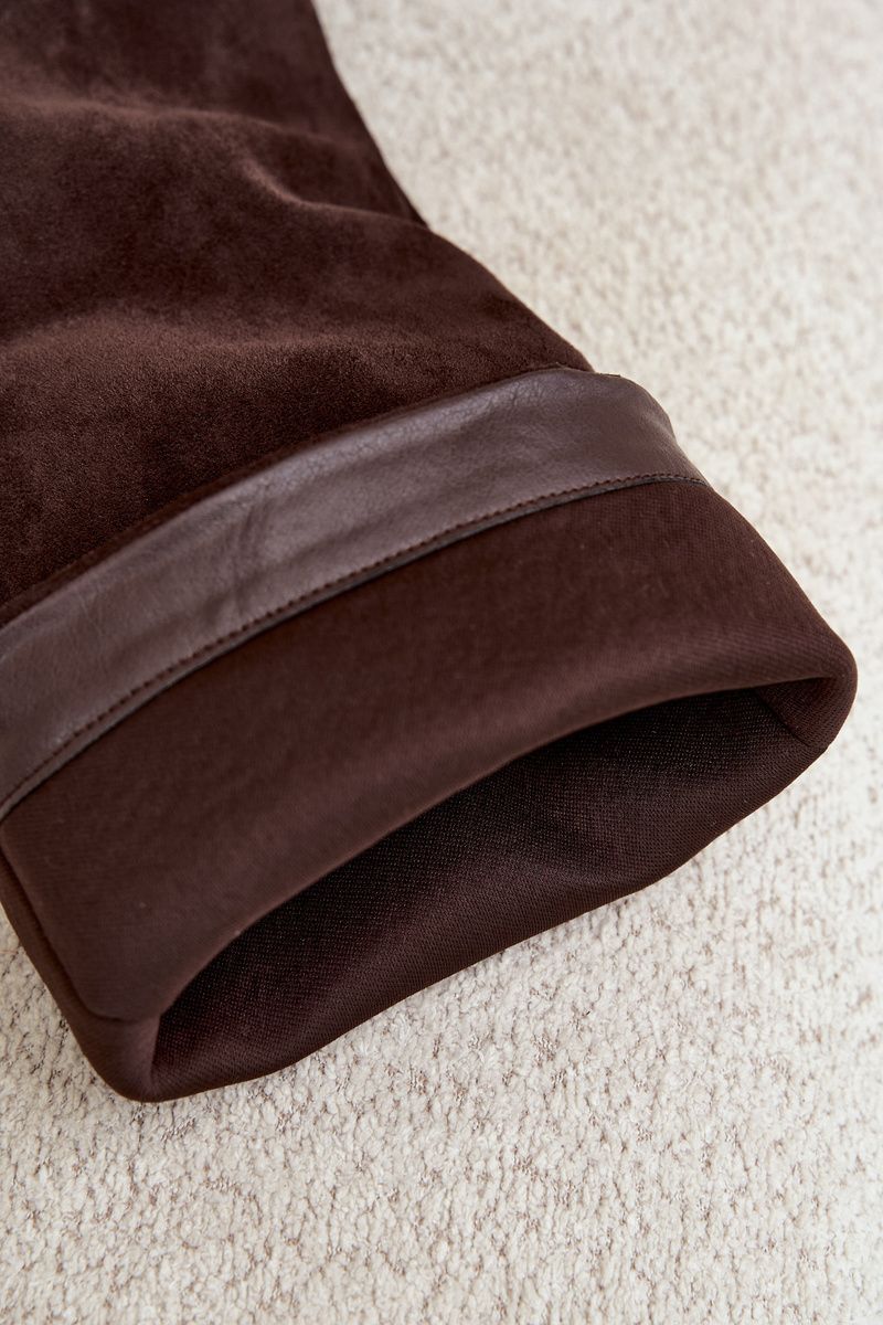 Overknee-Stiefel aus Velourslederimitat mit Blockabsatz, braun
