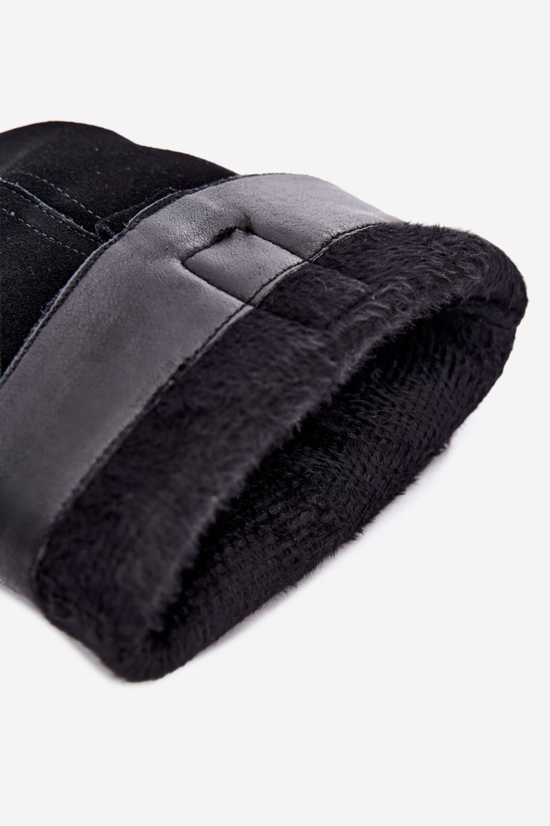 Stiefelette aus echtem Veloursleder mit Warmfutter – schwarz