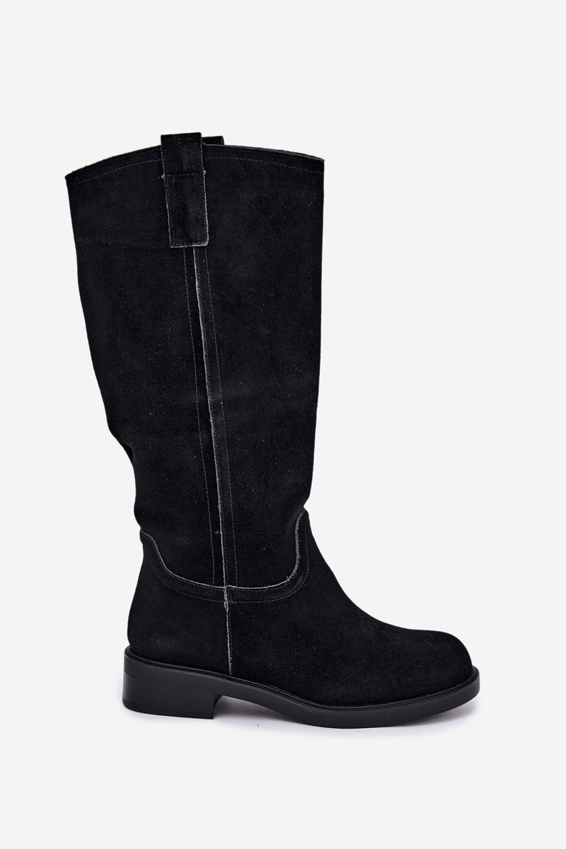Stiefelette aus echtem Veloursleder mit Warmfutter – schwarz