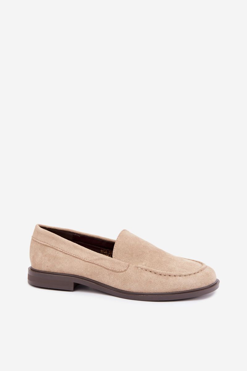 Beige Loafer aus Kunstveloursleder
