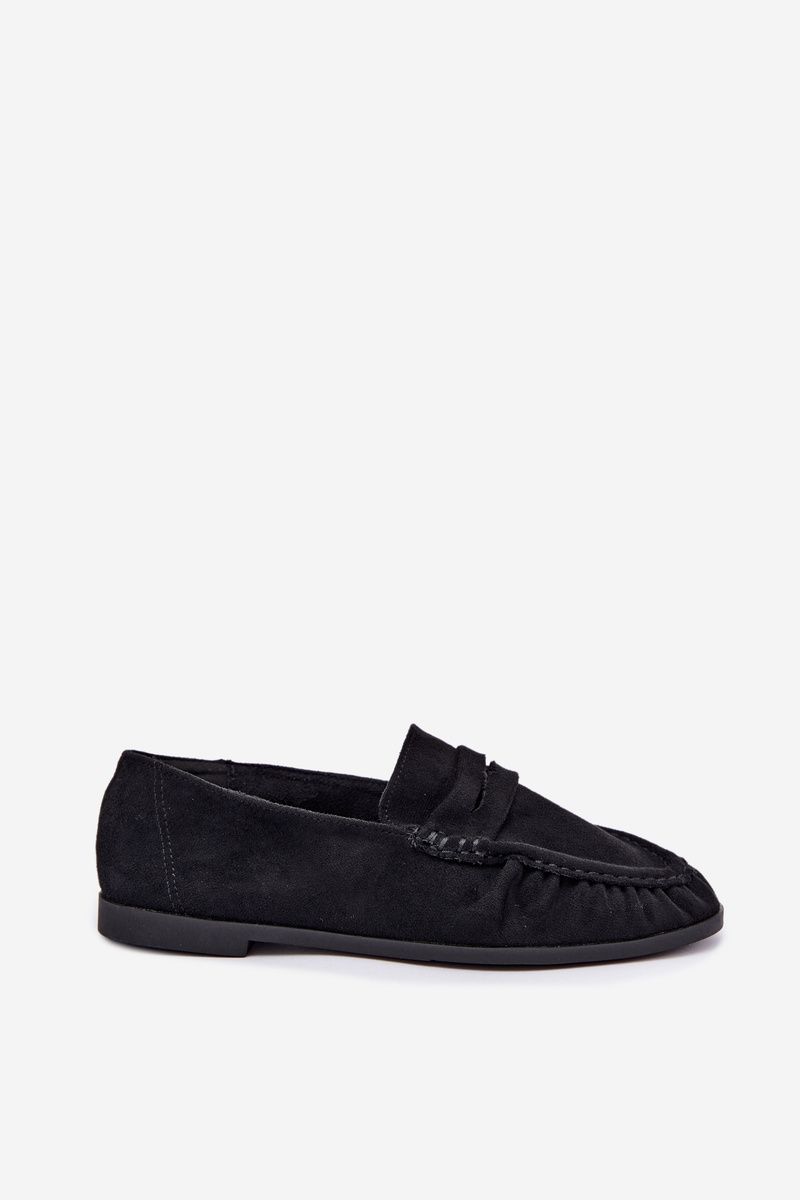 Schwarze Loafer aus Velourslederimitat mit Raffung