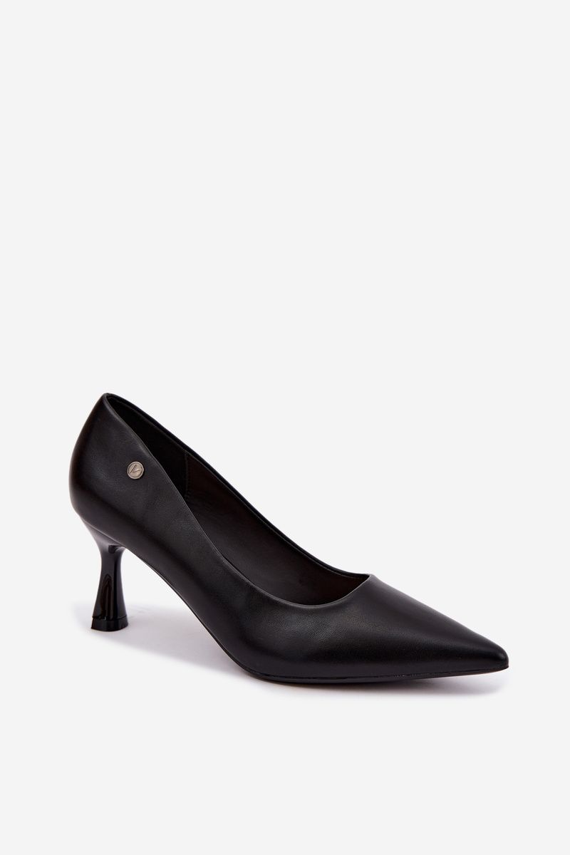 Schwarze Pumps mit schlankem Absatz aus Kunstleder