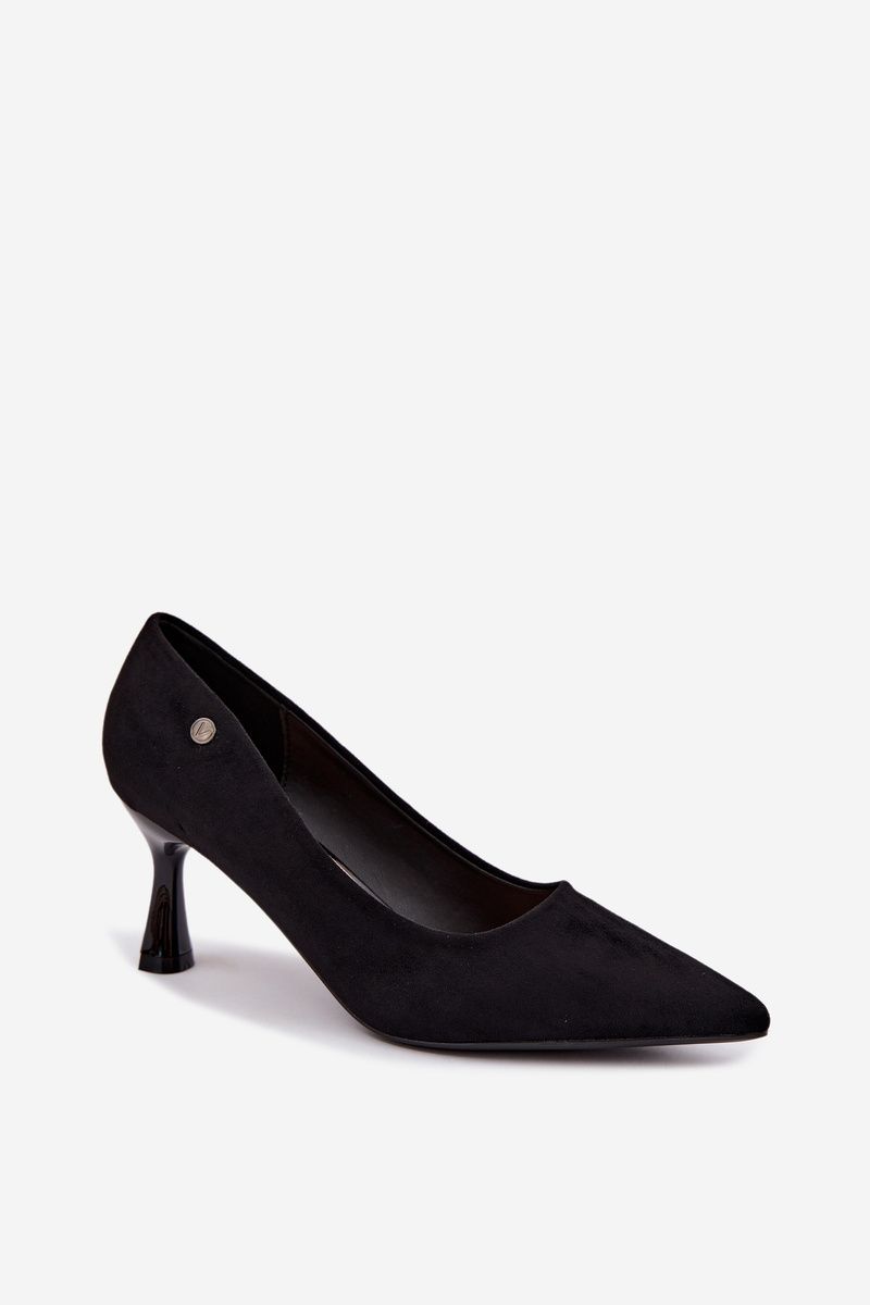 Schwarze Pumps mit schlankem Absatz aus Velourslederimitat