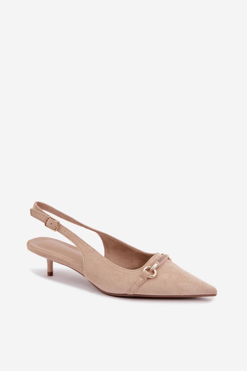 Beige Pumps mit offener Ferse und niedrigem Absatz
