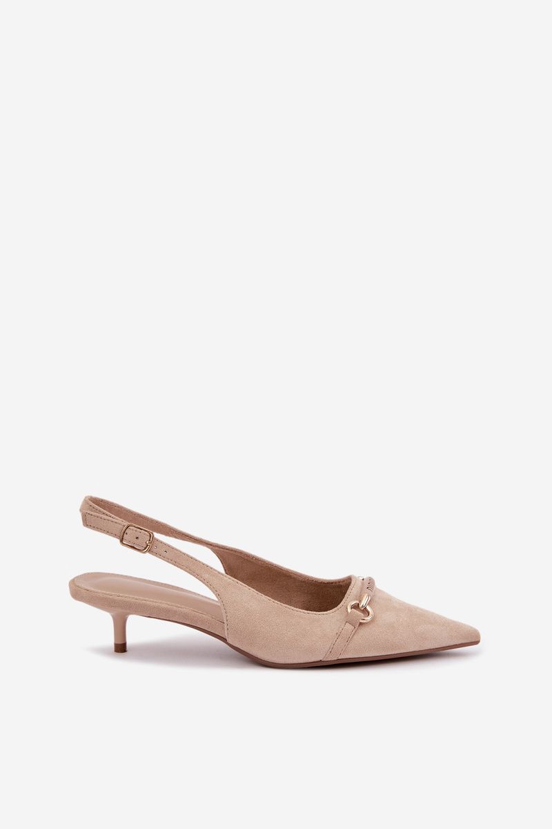 Beige Pumps mit offener Ferse und niedrigem Absatz