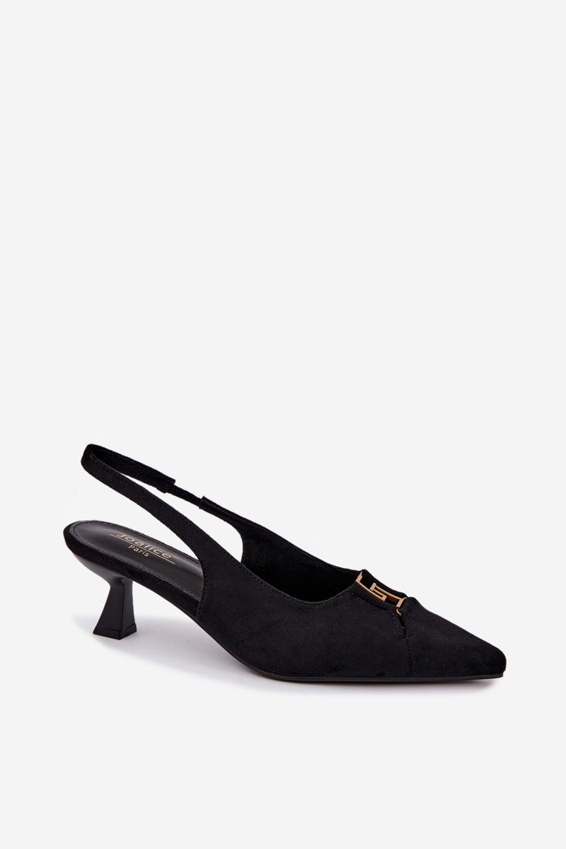 Schwarze Pumps mit offener Ferse und dekorativem Detail
