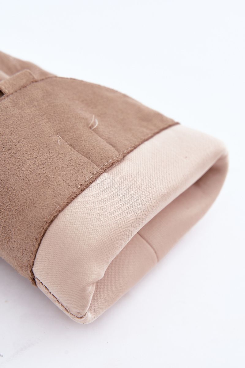 Beige Western-Stiefelette mit umgeschlagenem Schaft und Blockabsatz