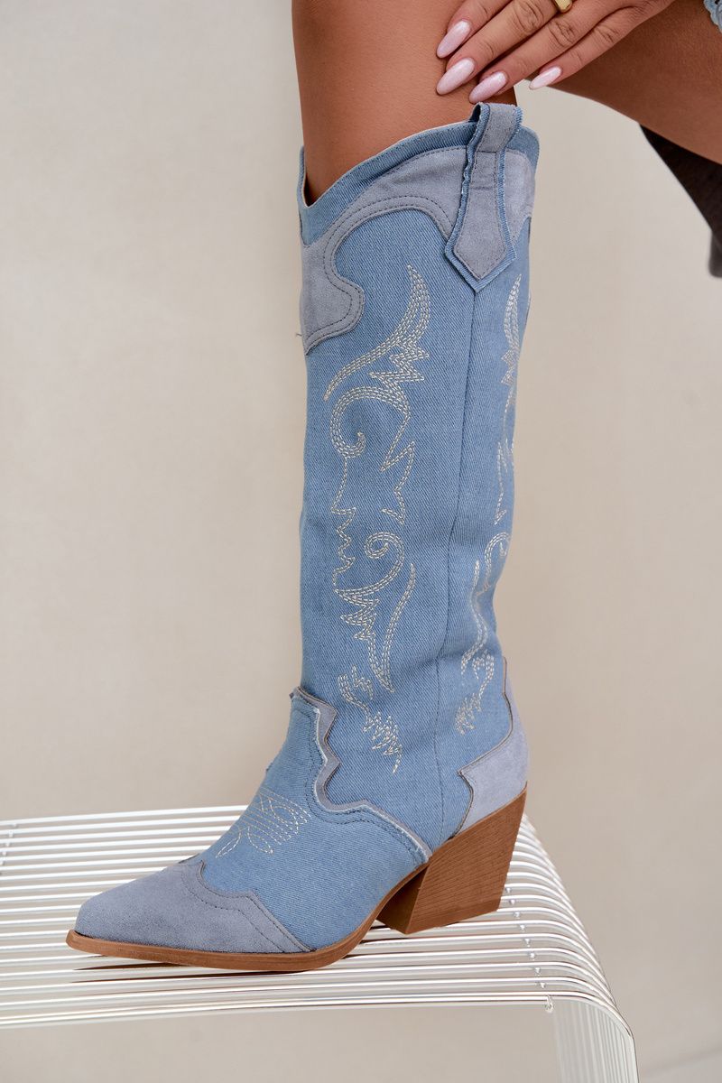 Jeans-Westernstiefel mit Absatz