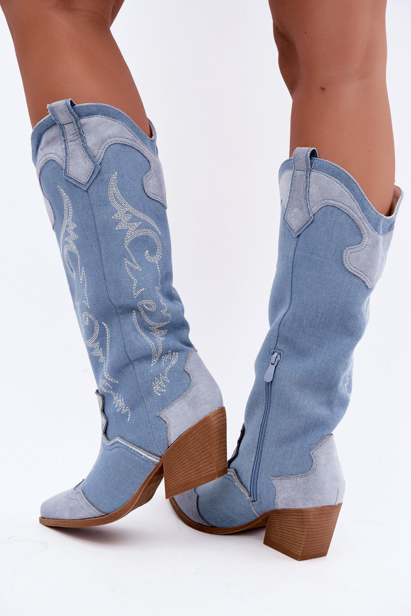 Jeans-Westernstiefel mit Absatz