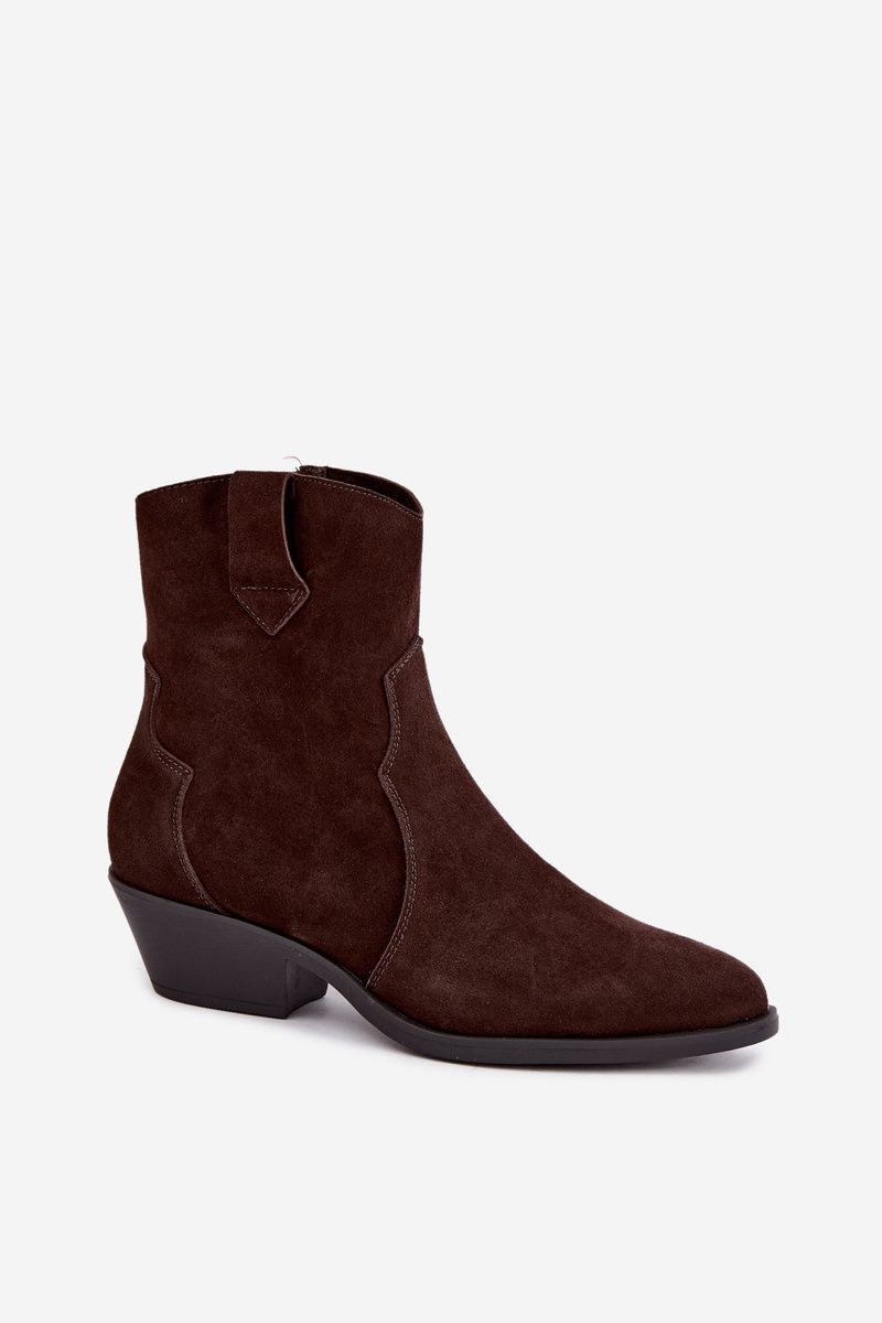 Stiefelette aus Wildleder mit Blockabsatz, braun