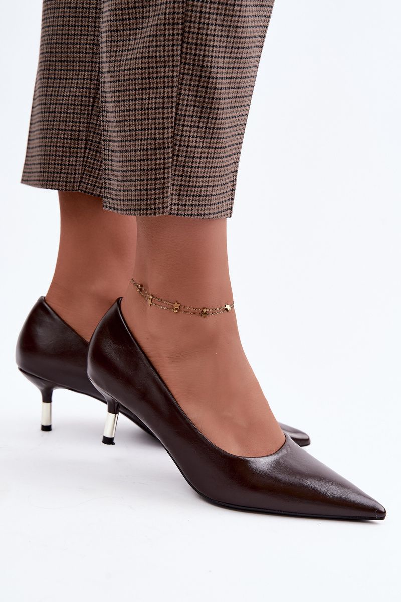 Pumps mit niedrigem Absatz aus Kunstleder, braun
