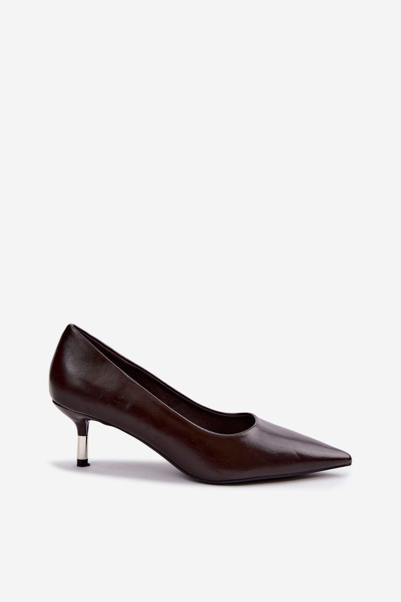 Pumps mit niedrigem Absatz aus Kunstleder, braun