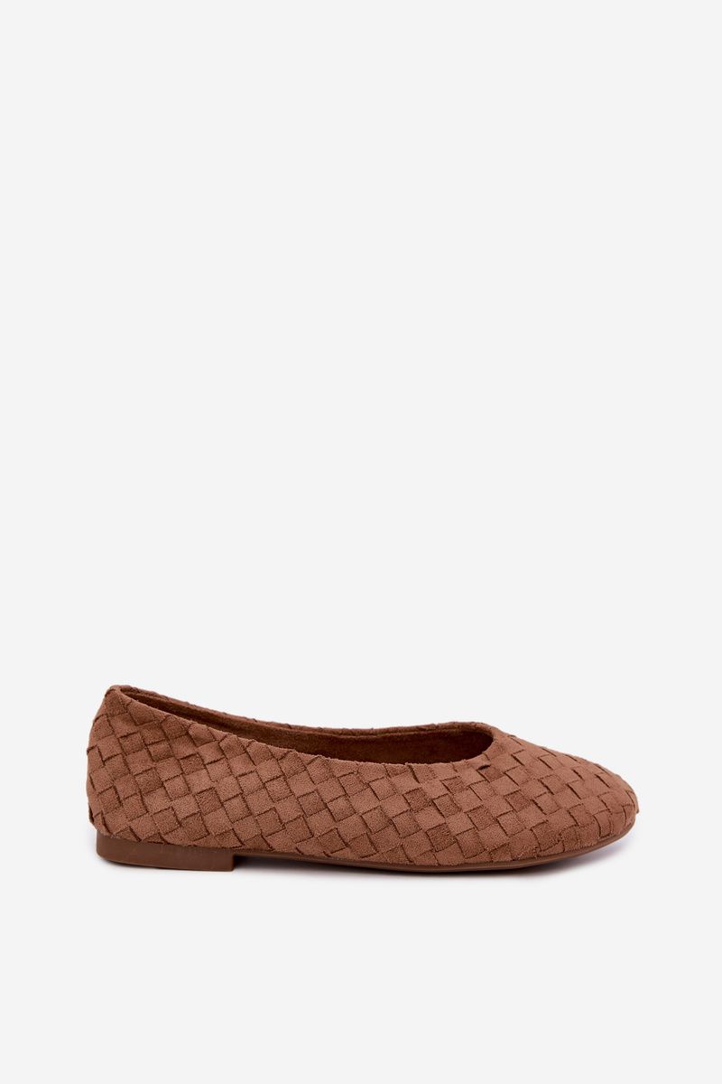 Geflochtene flache Ballerinas braun