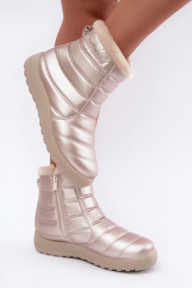 Beige gefütterte Schneestiefel mit Plateau