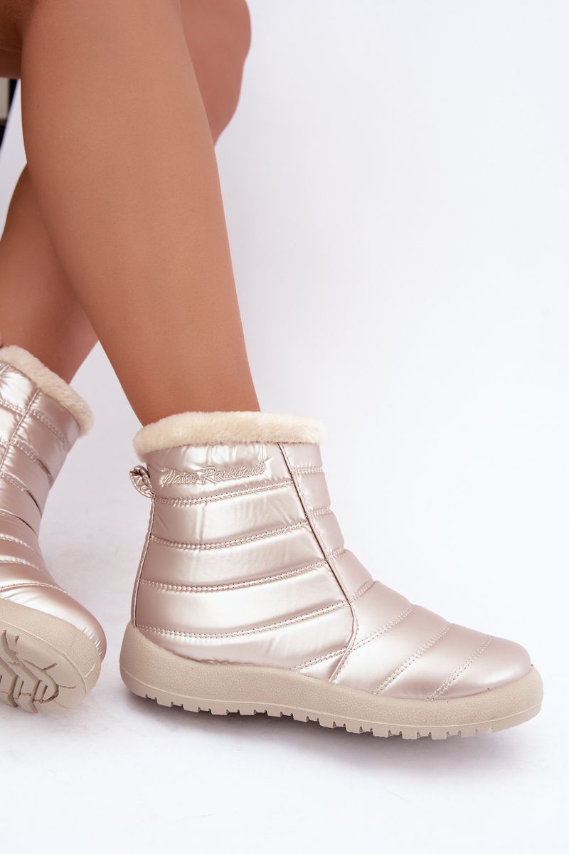 Beige gefütterte Schneestiefel mit Plateau