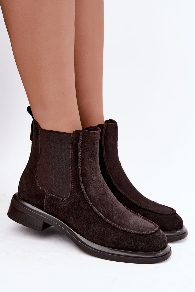 Gefütterte Damen-Stiefelette aus Veloursleder