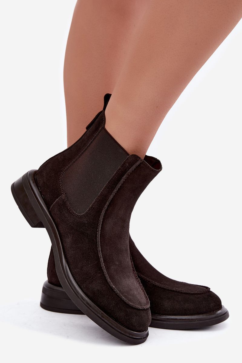 Gefütterte Damen-Stiefelette aus Veloursleder